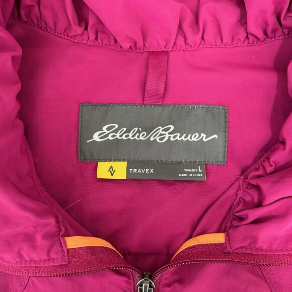 Eddie Bauer Jacket Womens Large Pink Travex Lightweight Full Zip Windbreaker - Picture 10 of 13